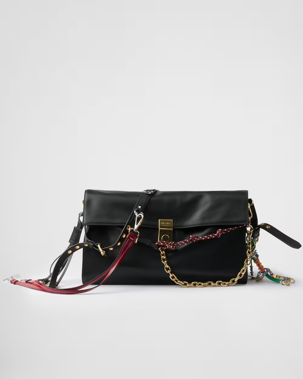 Prada Soft Sound large leather shoulder bag with charms